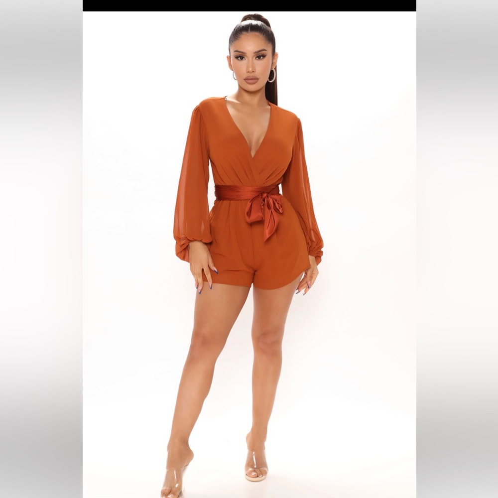 Fashion Nova Orange Romper NWT